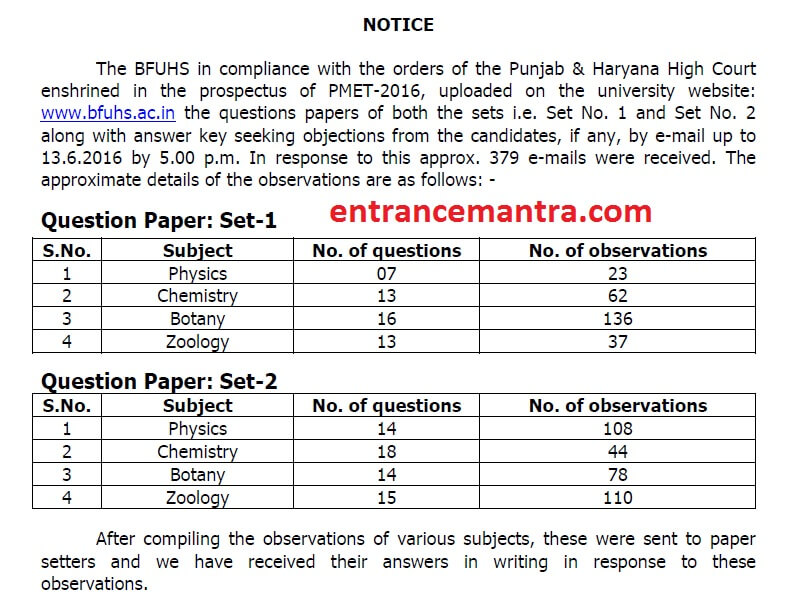 pmet 2016, pmet 2016 result